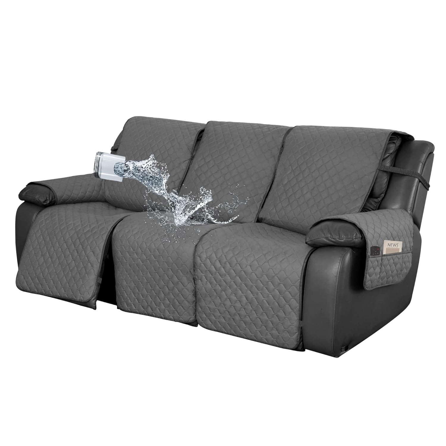 Easy-Going Waterproof Recliner Sofa Cover With Pocket, 1-Piece Reversible Couch Cover for 3 Seat, Washable Protector With Elastic Straps for Dogs (Gray/Light Gray) Easy-Going Waterproof Recliner Sofa Cover With Pocket, 1-Piece Reversible Couch Cover for 3 Seat, Washable Protector With Elastic Straps for Dogs (Gray/Light Gray)