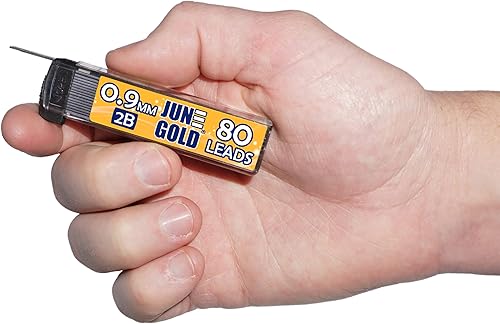 Miniatura 8 de June Gold 640 unidades, 164 pulgadas (0.5 mm) 2B repuestos de mina, 160 piezas por tubo, grosor fino, resistente a la rotura, grafito (paquete de 4