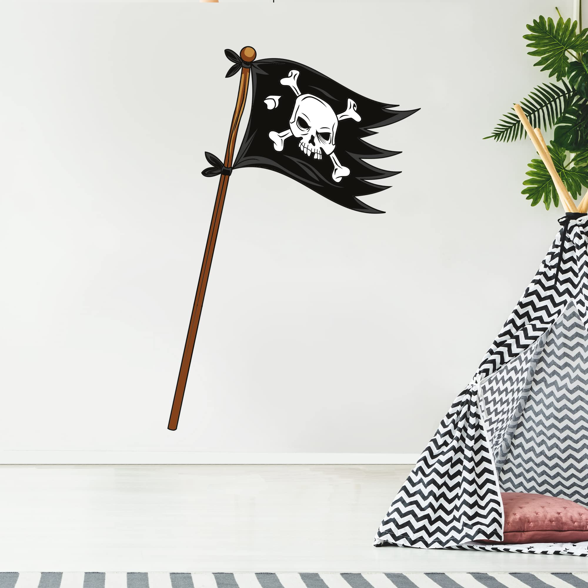 Beautiful Game Pirate Wall Sticker Pirate Flag Pirate Bedroom Art Decal Mural Kids (40cm width x 20cm height)