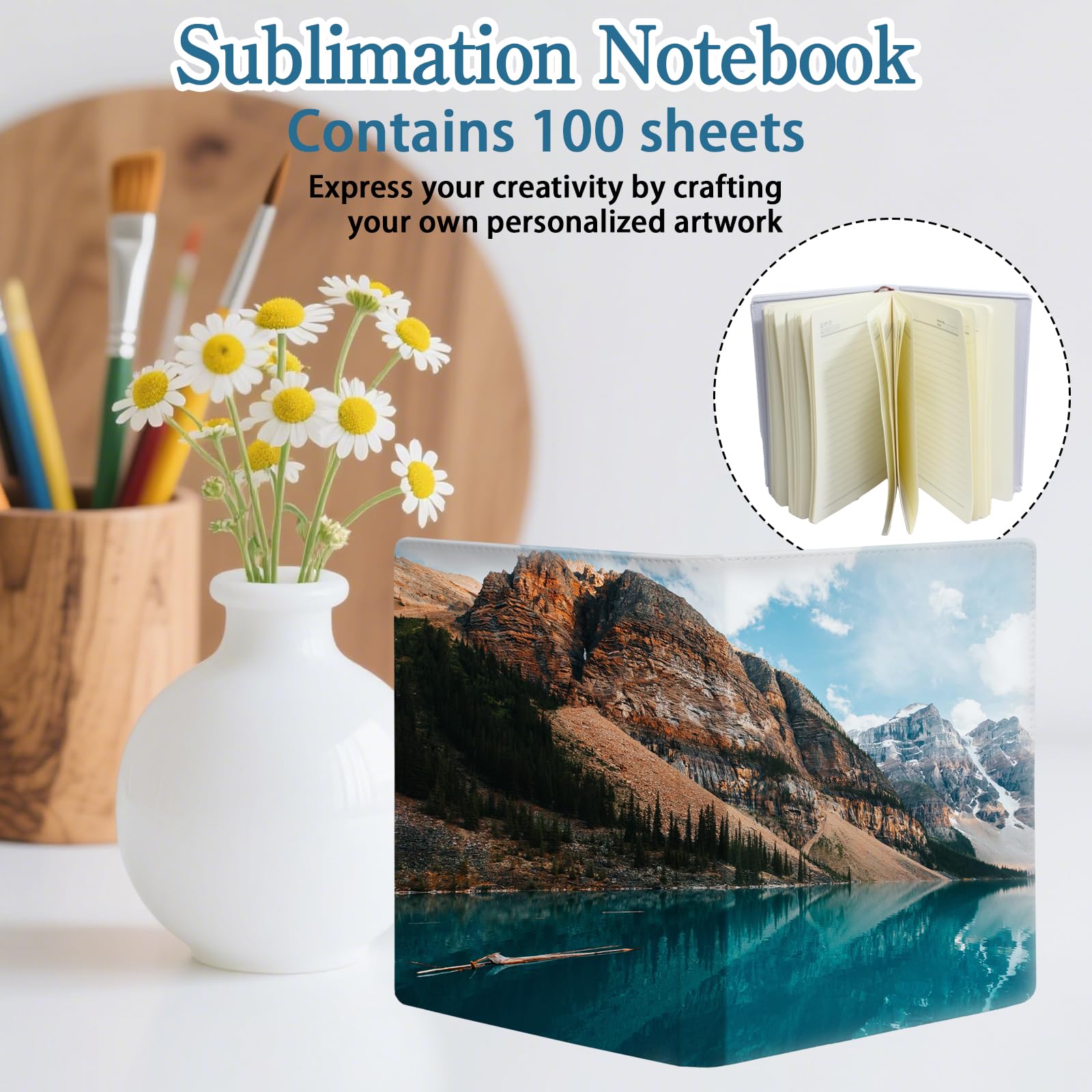14 cuadernos de sublimación A5, 100 páginas, páginas de diario de tapa dura, cuadernos de poliuretano en blanco para escuela, oficina, tomar notas y suministros de escritura