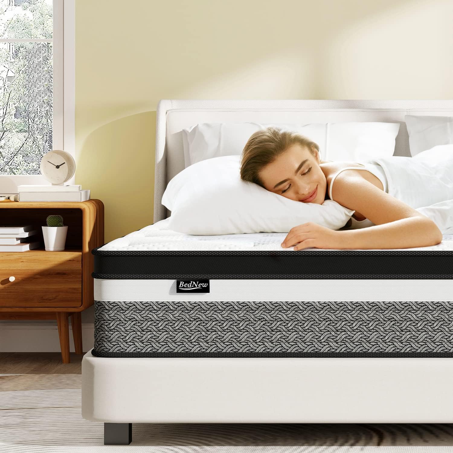 Bednew Matratze 160 x 200cm, 31cm Federkernmatratze H3 Höhe 7-Zonen Orthopädische Taschenfederkernmatratze mit Comfort Memory-Schaum Schicht,101Nächte Probeschlafen, Öko-Tex Zertifiziert