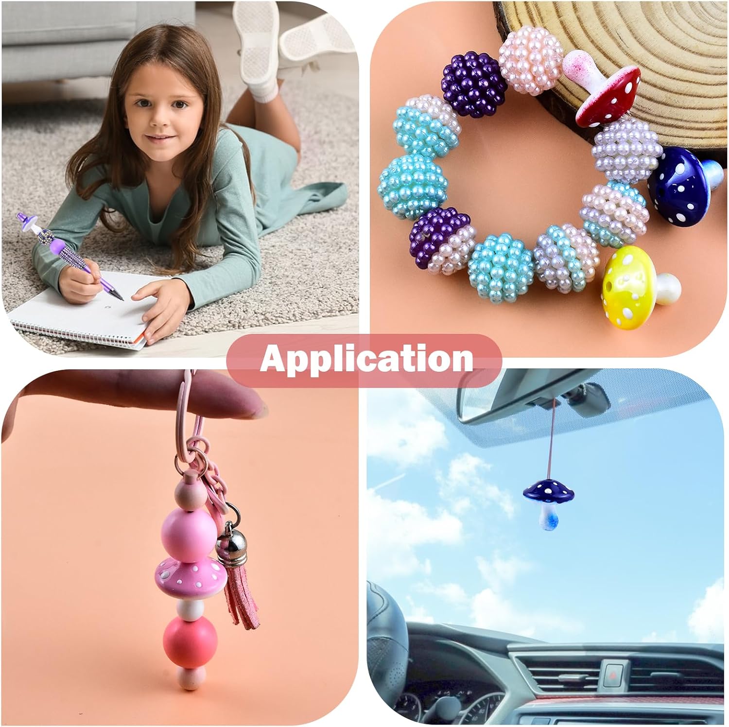 20Pcs Colorful Mushroom Focal Beads for Pens 3D Acrylic Mushroom Fancy Spacer Beads for DIY Craft Beadable Pens Bracelet Necklace Earrings Keychain Jewelry Making - Image 7