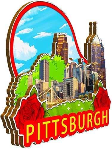 Miniatura 2 de Imán de madera para nevera de Pittsburgh Pennsylvania, Estados Unidos, monumentos 3D, recuerdos coleccionables, decoración hecha a mano, 1600