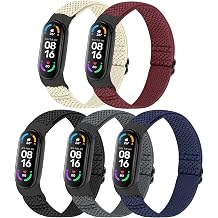 TumpCez 5 Pack Solo Loop Nylon Band Compatible With Xiaomi Mi Band 7 6 5 4 3/Amazfit Band 5 Straps, Adjustable Breathable Comfortable Elastic Sport Replacement Strap for Women Men