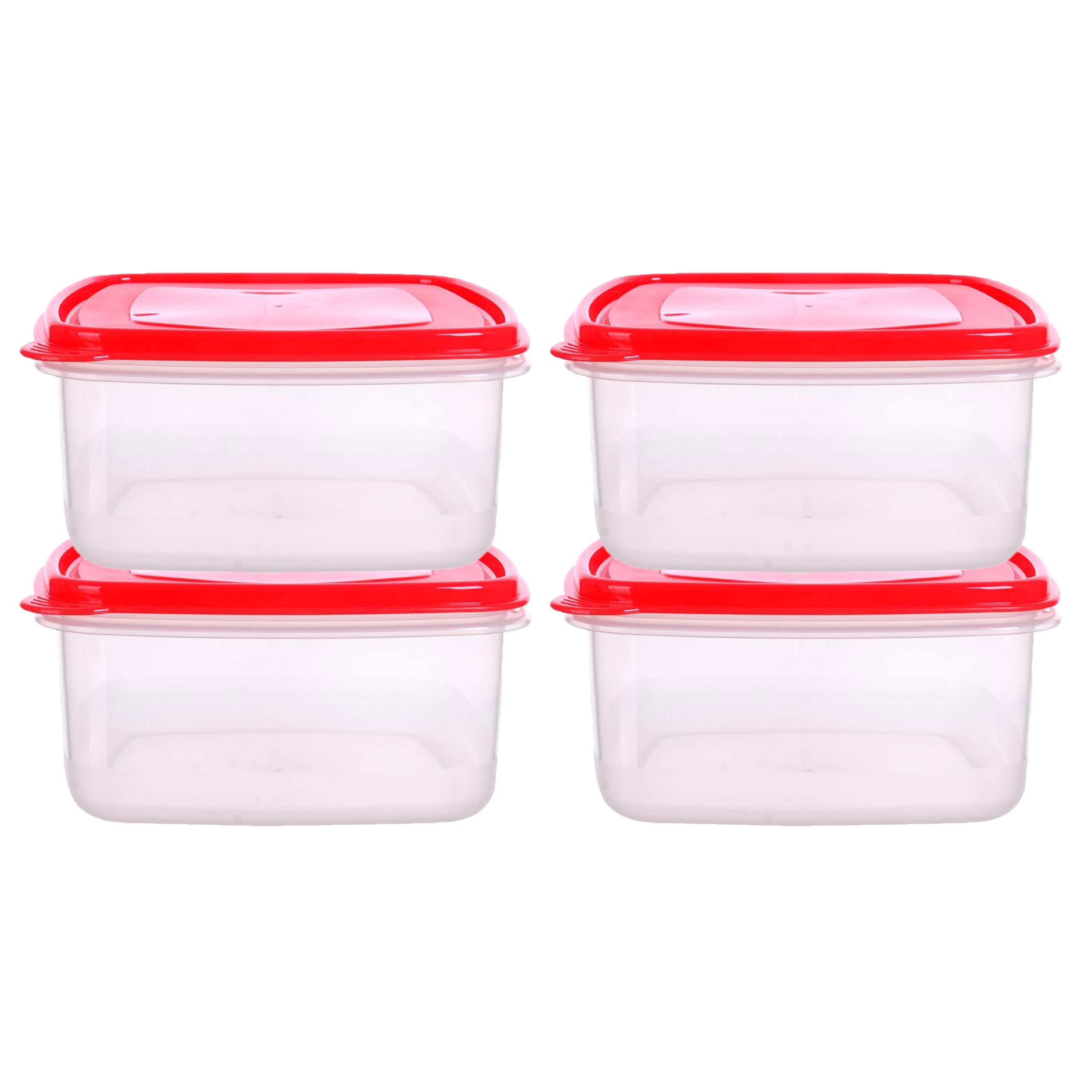 Homeshopa.com 4 Pack Homeshopa Plastic Food Storage Containers, 4 Litre Square Clear Leakproof Airtight, Bpa-Free Reusable & Stackable Meal Prep Lunch Boxes, Microwave Freezer & Dishwasher Safe