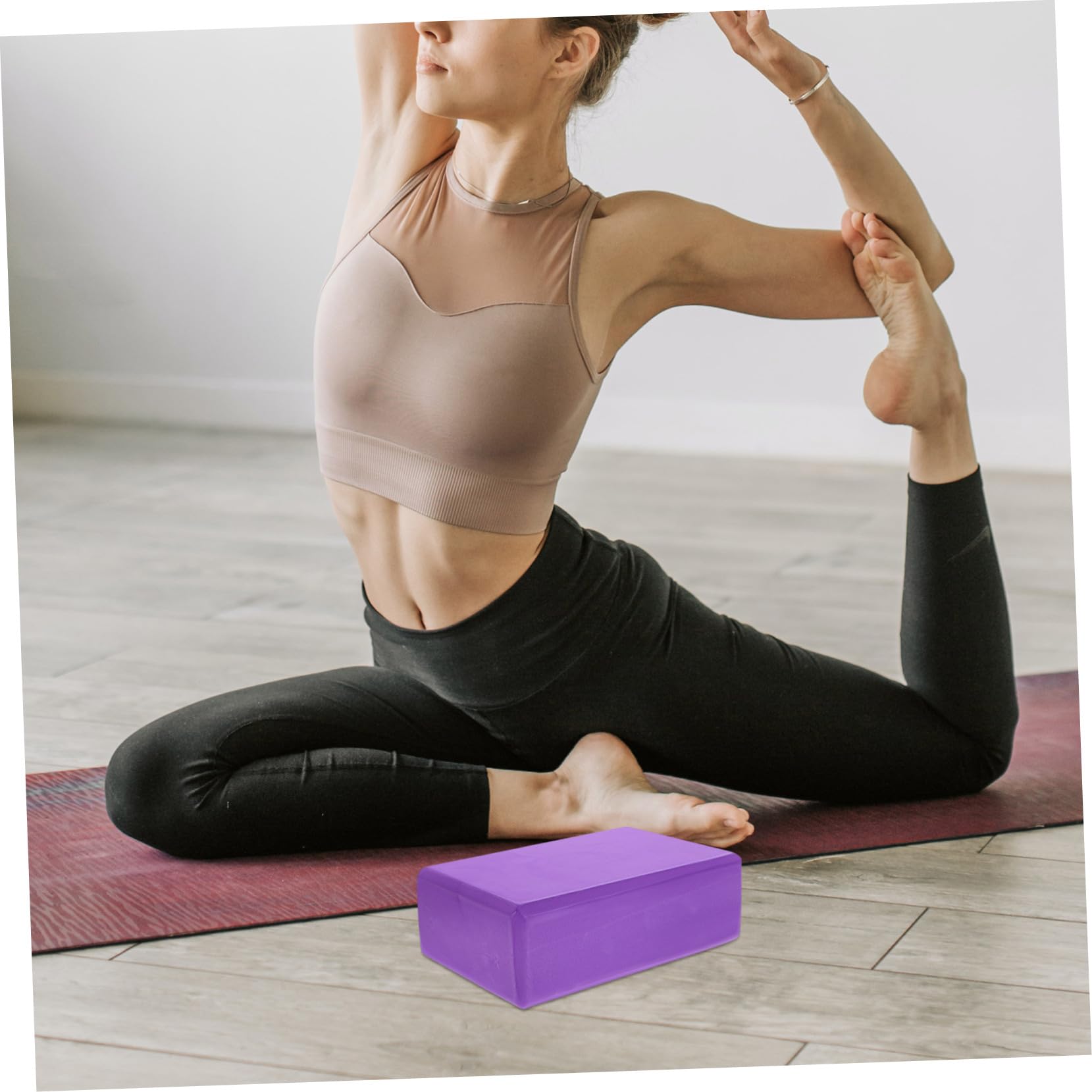 Yardwe Set da 3 Pezzi Blocchi Yoga in Eva con Cinturino di Estensione, Design Leggero e Presa Confortevole per Migliorare Flessibilità e Stabilità Durante Sessioni di Yoga