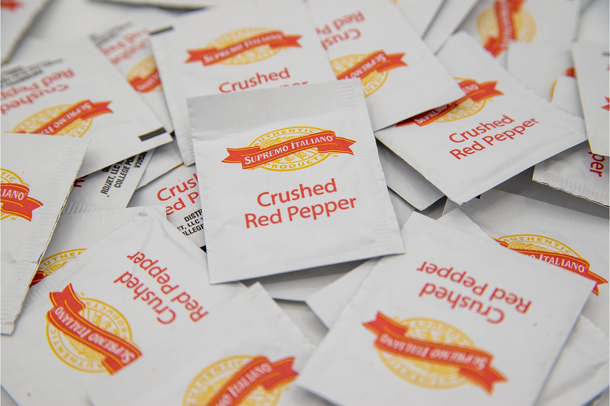 Natural Crushed Red Chili Flakes 50 Packet Bundle - Includes 50 Supremo Italiano Individually Portioned Packets of Natural Crushed Red Pepper Flakes in a DESPENSA COLOMBIANA VALUE Bag - These Crushed Red Pepper Flakes Packets are Great for Pizza, Pasta and More! - Hot Pepper Flakes Bundle