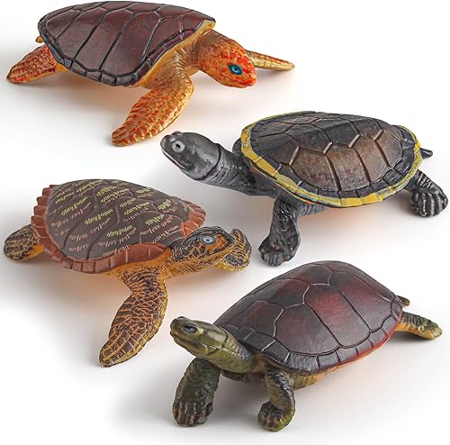 Figura de tortugas marinas 4 piezas de figura de tortuga pequeña juguete de tortuga de plástico suave para niños para decoración de recuerdos de