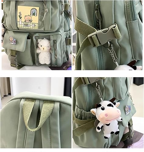 Miniatura 4 de Mochila Kawaii con lindos accesorios con colgante de pasador de viaje, bolsa grande para portátil al aire libre, impermeable, casual, mochila para