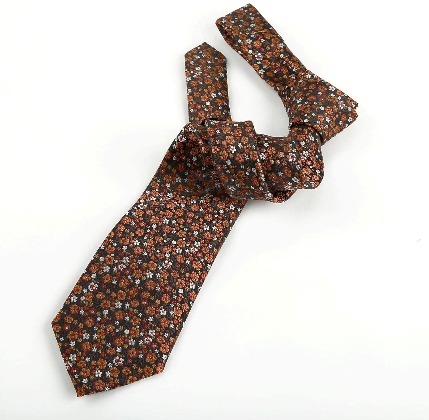Alizeal Mens 3.15inches Exquisite Floral Tie with Small Flower Printed Pocket Square - Image 3
