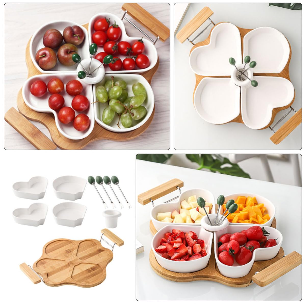 Teller Unterteilt Porzellan mit Keramik und Edelstahl Multifunktionales Serviertablett für Salate und Party Kreatives Essensgericht mit Elegantem Design