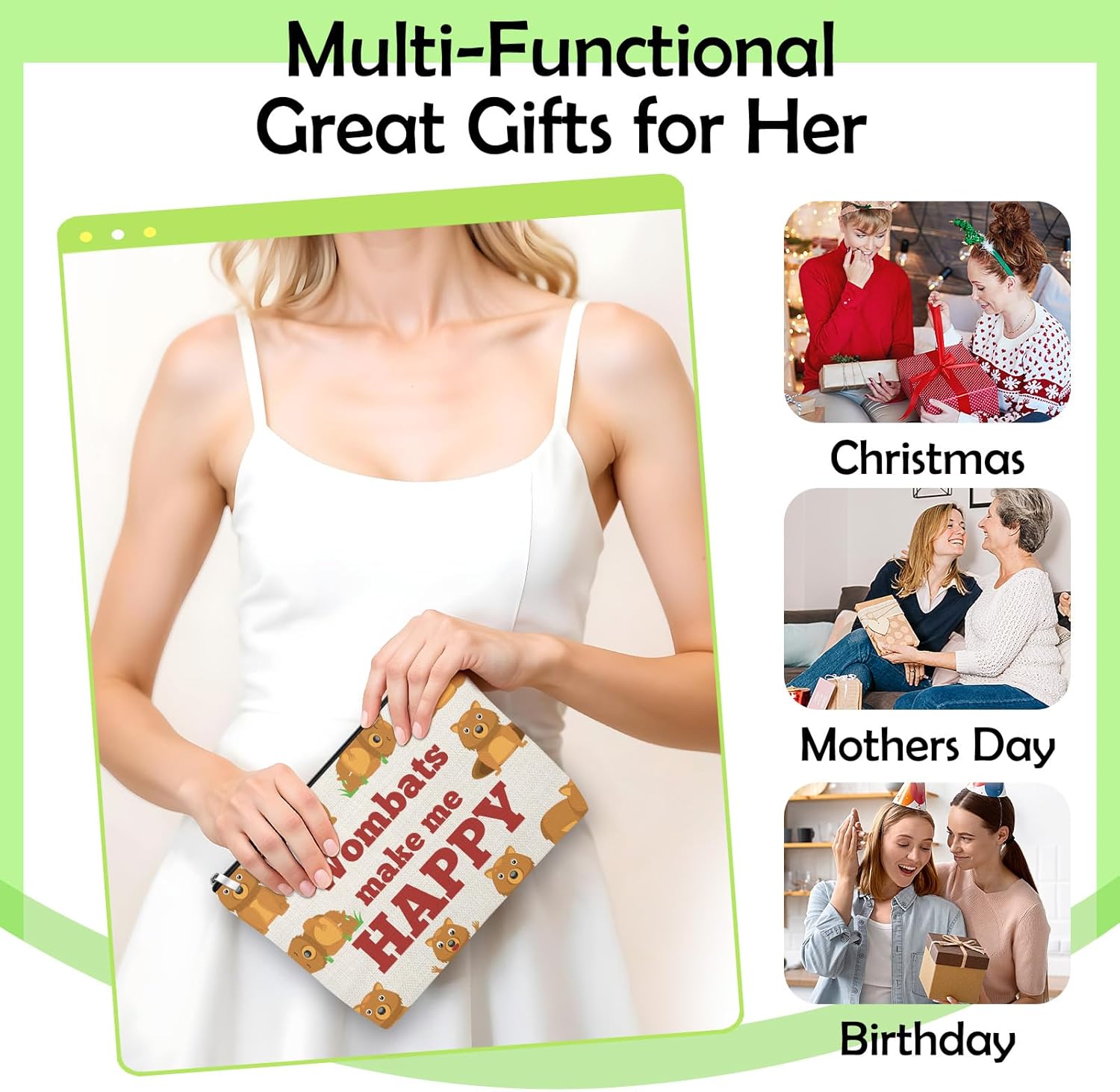 Wombats Makeup Bag Friendship Gift for Women Wombat Lover Cosmetic Bag Birthday Christmas Graduation Present for Bear Lover Friend Sister Daughter Travel Pouch Thank You Present for Animal Lovers - Image 7