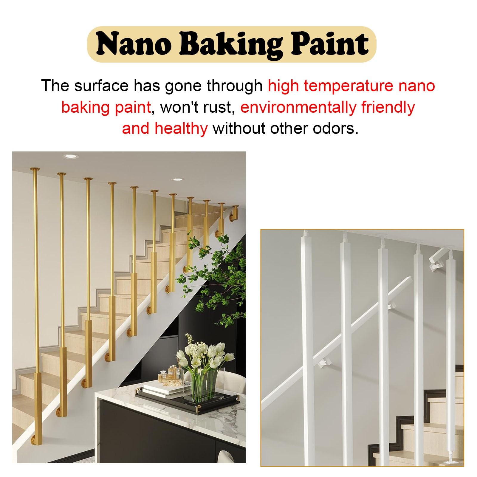 Ringhiera Per Scale Balaustre per scale personalizzabili in ferro nero per interni, Moderno ponte balaustre per case decorativo, Oro/bianco Colonna a balaustro per mansarda/corridoio(Black,150cm)