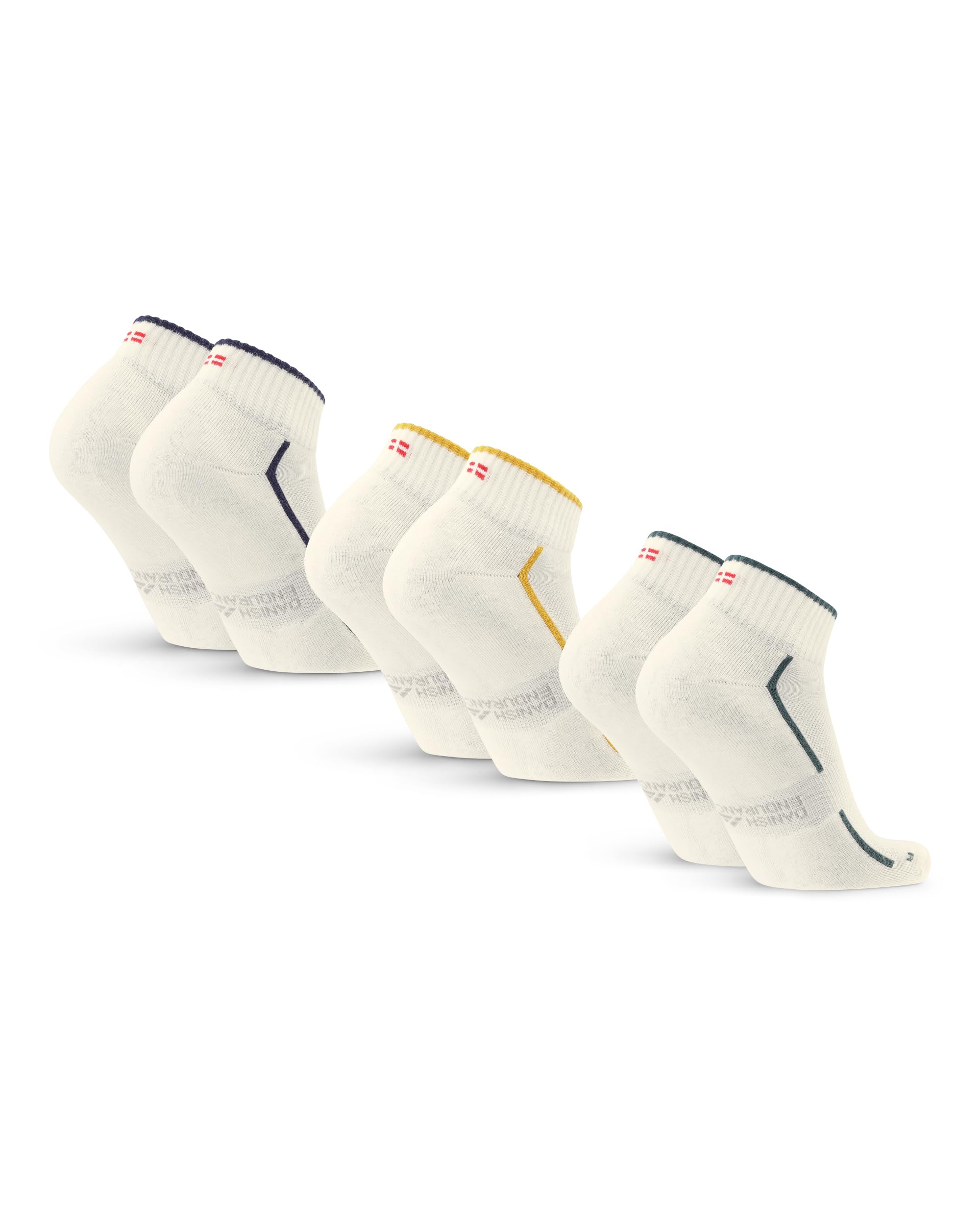 DANISH ENDURANCE Kurze Sportsocken aus Bio-Baumwolle, Sneaker Socken für Alltag und Fitnessstudio, Anti-Blasen, Gepolstert & Atmungsaktiv, Unisex, Herren & Damen, (3│6 Pack)