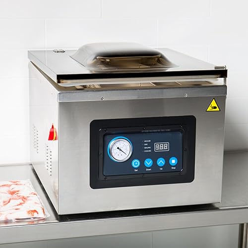 Miniatura 2 de Sellador al vacío de cámara comercial VMC32, acero inoxidable, dos barras de sellado de 16 pulgadas, bomba de aceite, controles digitales, 120 V