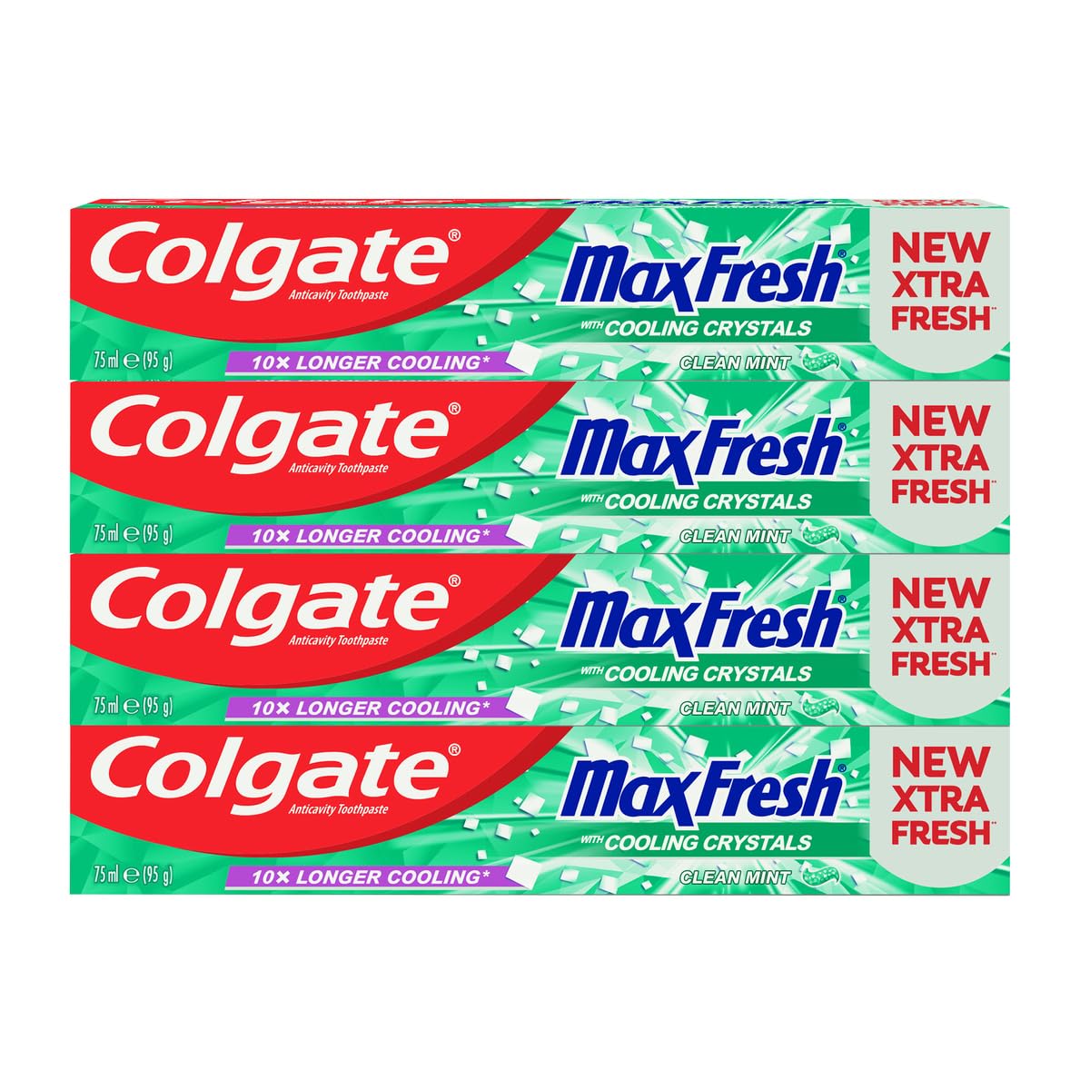 6X Colgate Max Fresh Cooling Crystals Toothpaste, Clean Mint, 10x Longer Cooling, 100ml/3.4oz