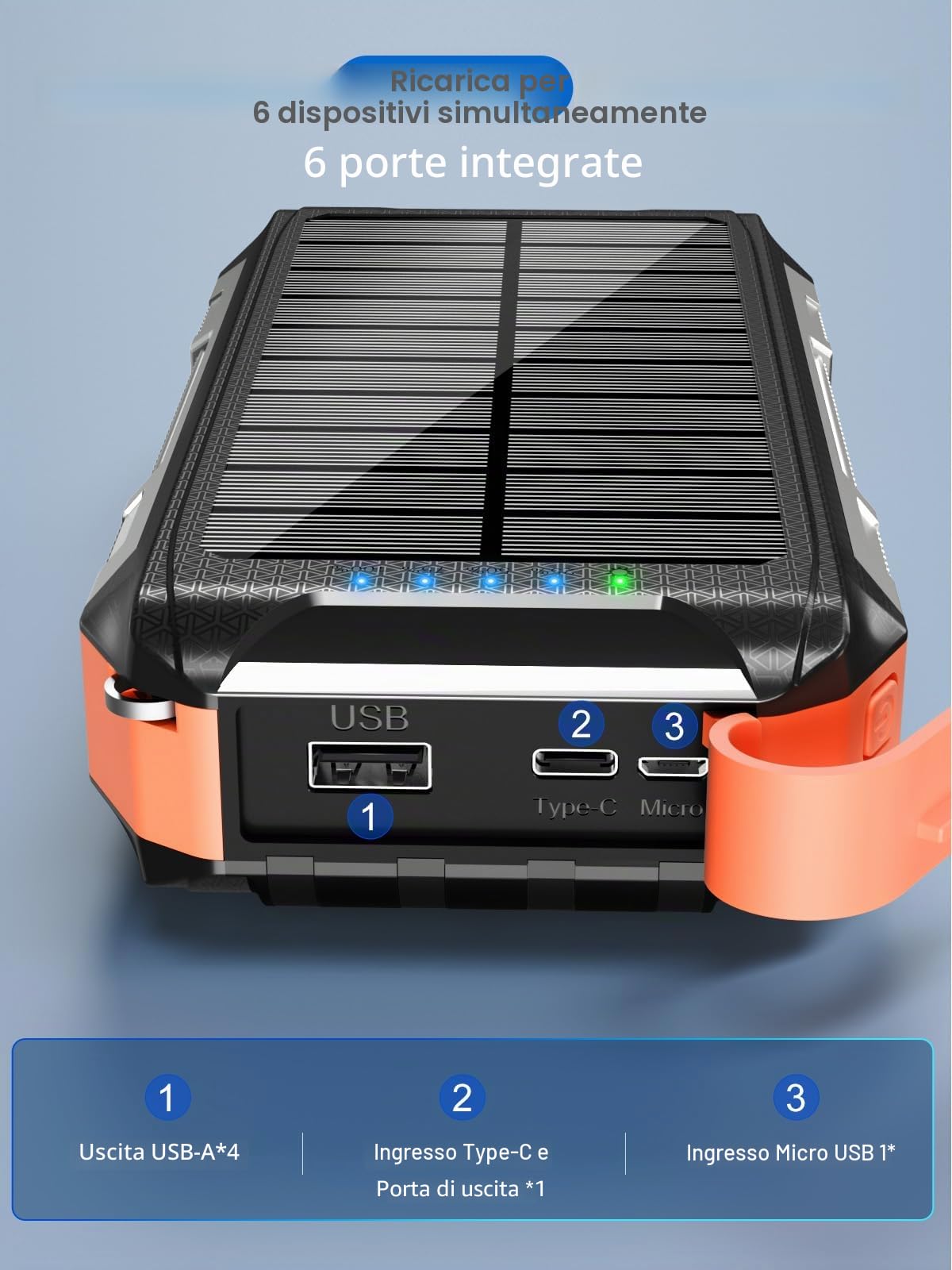 26800mAh Solar Power Bank con 4 cavi, power bank magnetico senza fili | ricarica rapida, 30W, USB C, caricatore portatile 7 uscite, batteria esterna con torcia per attività all'aperto, campeggio