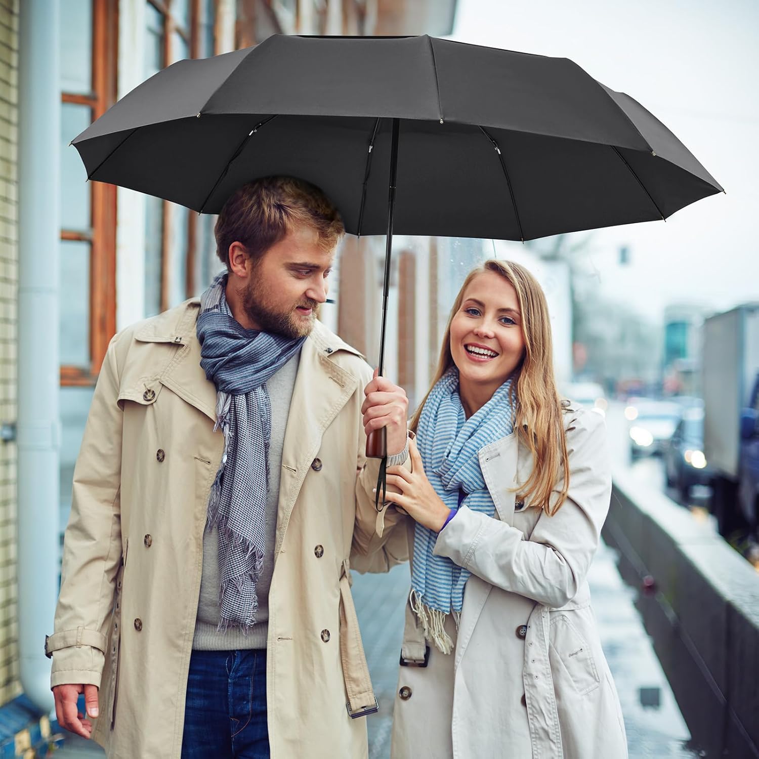 G4Free 54 Inch Large Compact Windproof Golf Umbrella for Rain Oversized Auto Open Close Folding Travel 10 Ribs Vented Double Canopy Umbrella for Women Men - Image 7