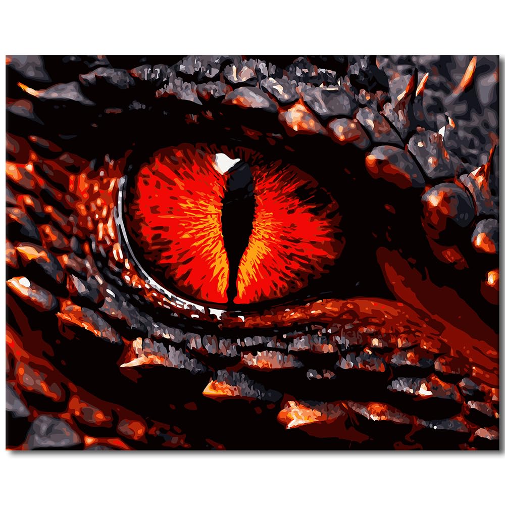 Dragon Eye Paint by Numbers Kits for Adults Beginners Paint by Number Wall Art Red Dragon Eye Paint by Number Kits DIY Red Magma Eyes Paint by Number