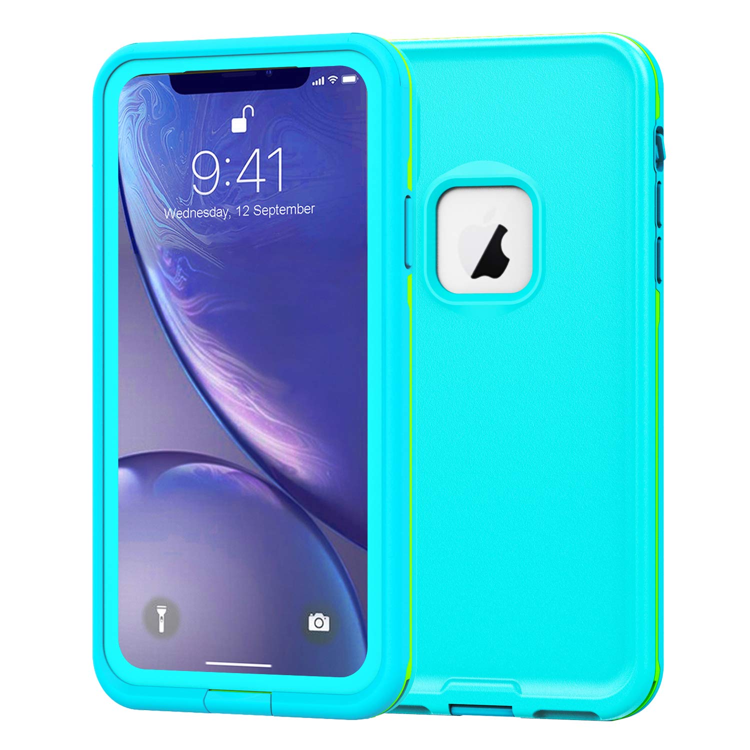 PINGTEKOR Waterproof iPhone XR Case,Retail Packaging，Rugged Heavy Duty Wireless Charging Full Body Protective with Built-in Screen Protector Clear Case for iPhone XR Case 2018 Blue
