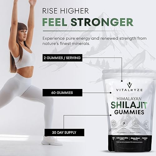 Miniatura 6 de Gomitas Shilajit puras del Himalaya con 100% Shilajit, grado oro de alta potencia, para impulso de energía y apoyo inmunológico, 75% más de ácido