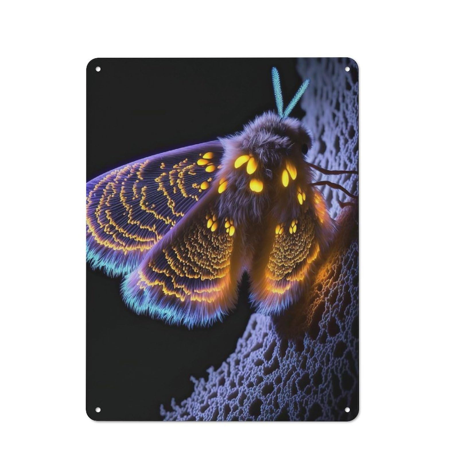 Junmoney Moth Animal Tin Sign With Design 40X30cm, Classic Studio Wall Plaque For Workspace, Cafe, Shop Or Desk Area