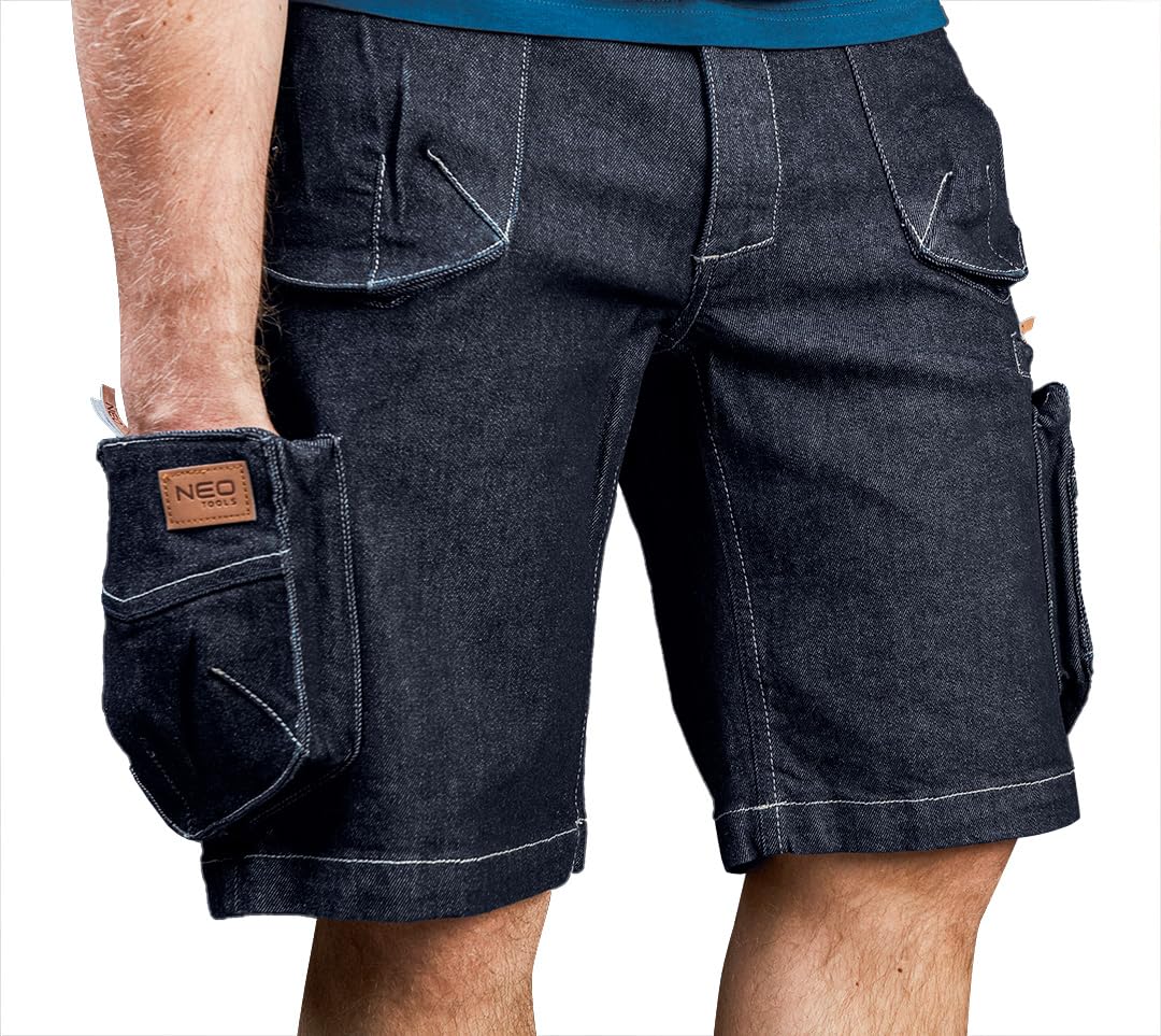 Neo Tools Pantalones Vaqueros Cortos de Trabajo para Hombre, Tallas XS-3XL, o Conjunto con Chaqueta de Forro Polar, Costuras reforzadas, Pantalones de artesanía, Aspecto Cargo