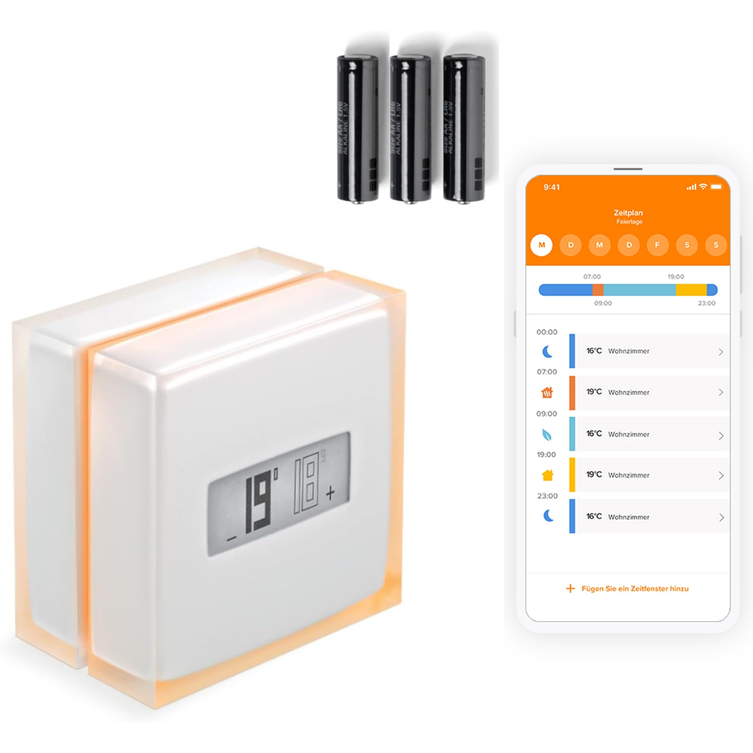 Netatmo Thermostat Intelligent, Energieeffizient. WiFi - Steuern Sie die Heizung per App aus der Ferne, Kompatibel mit einzelnen Heizkesseln, NTH01-AMZ