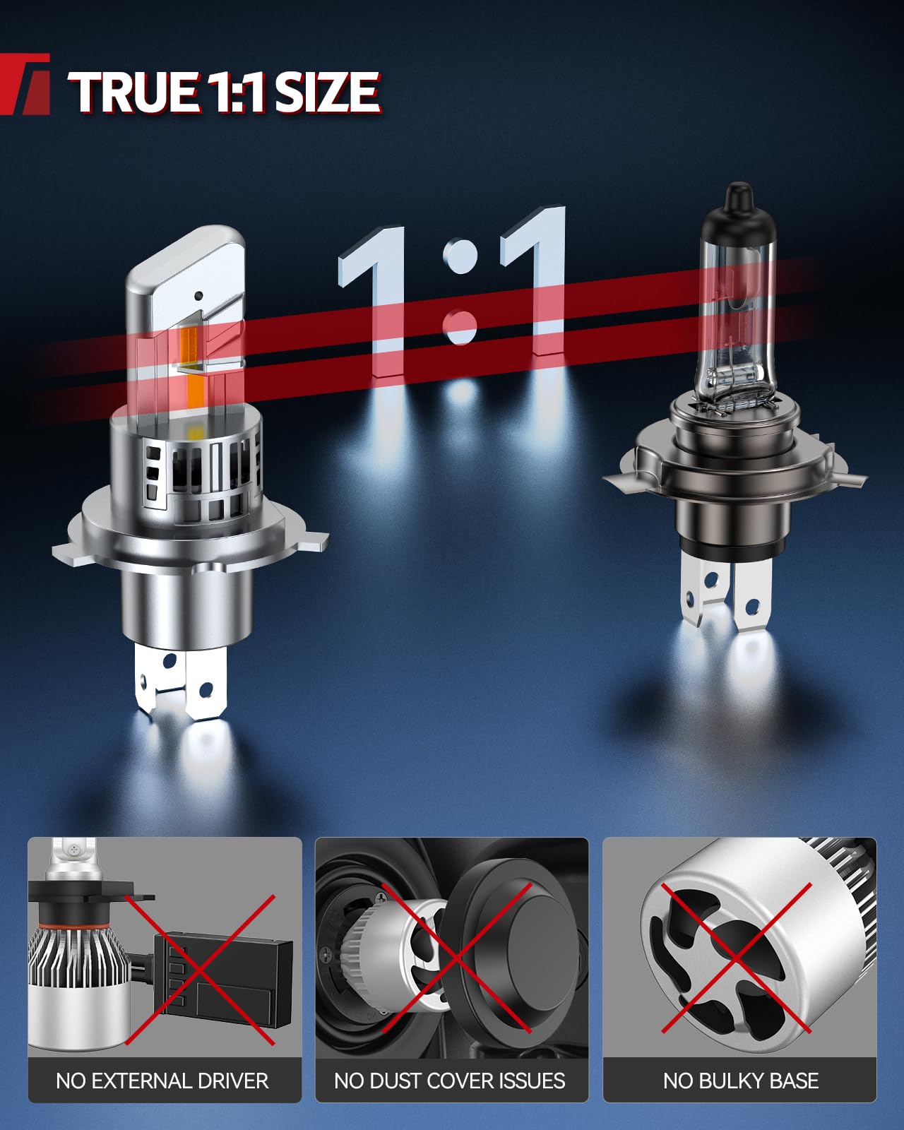 Torchbeam H4 LED 61000LM 6500K Super Luminoso, Pronto CANBUS, 2Pcs