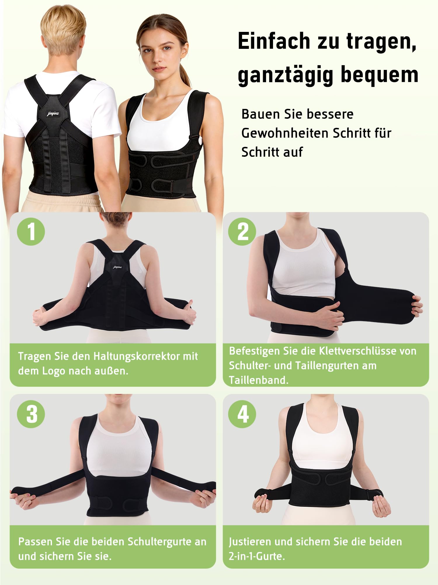 Rückenstützgürtel Rücken Geradehalter Haltungskorrektur Damen: Verstellbare Haltungstrainer Rücken Herren - Back Support Corrector für Schulter Nacken Gerader Rücken Geradehalter Frauen Männer - M