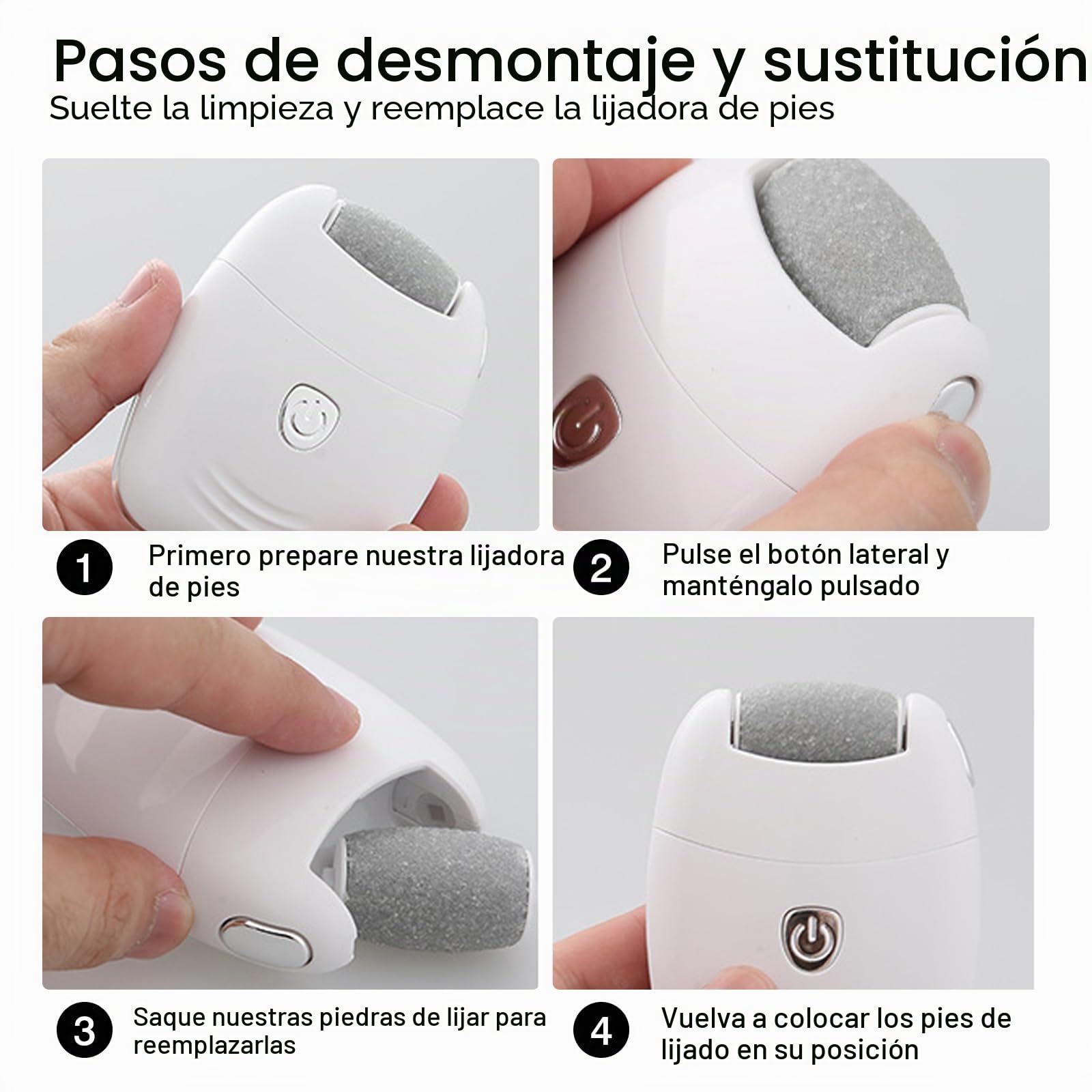 Recortadora de callos eléctrica fuerte – Dispositivo recargable con 3 ruedas de repuesto, cortador profesional para callos de los pies