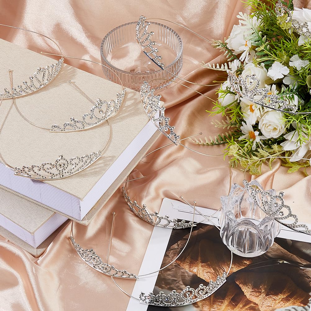 Lot de 12 diadèmes de princesse en cristal - 12 styles - Argenté - Paillettes scintillantes - Pour mariage, anniversaire, bal de fin d'année, mariage
