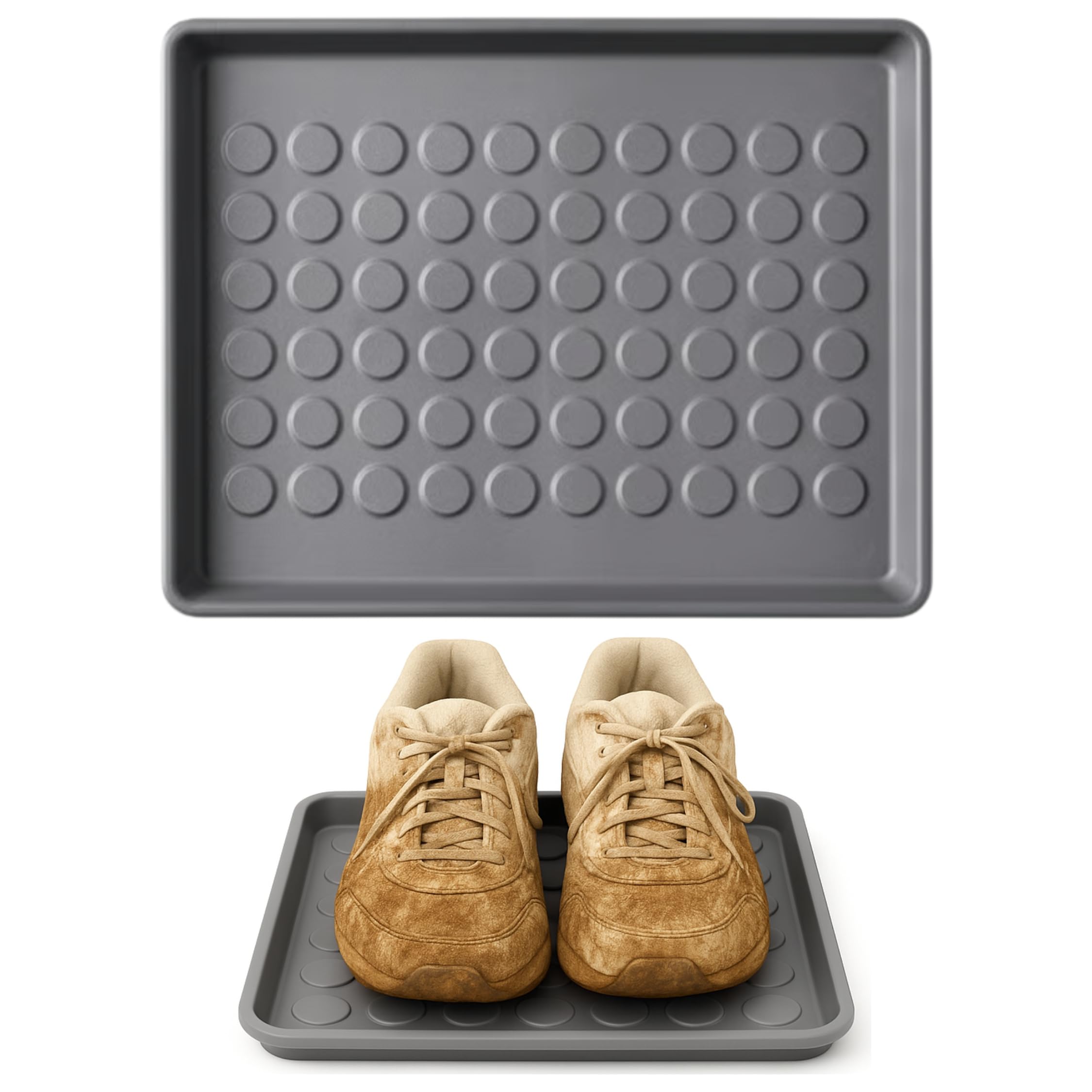 ZYCORE Small Plastic Boot Tray – Waterproof Entryway Drip Shoe Mat – Multi-Purpose Tray for Tool Storage, Wet Winter Boots, Wellies, Gardening & Pet Supplies (46x35) cm