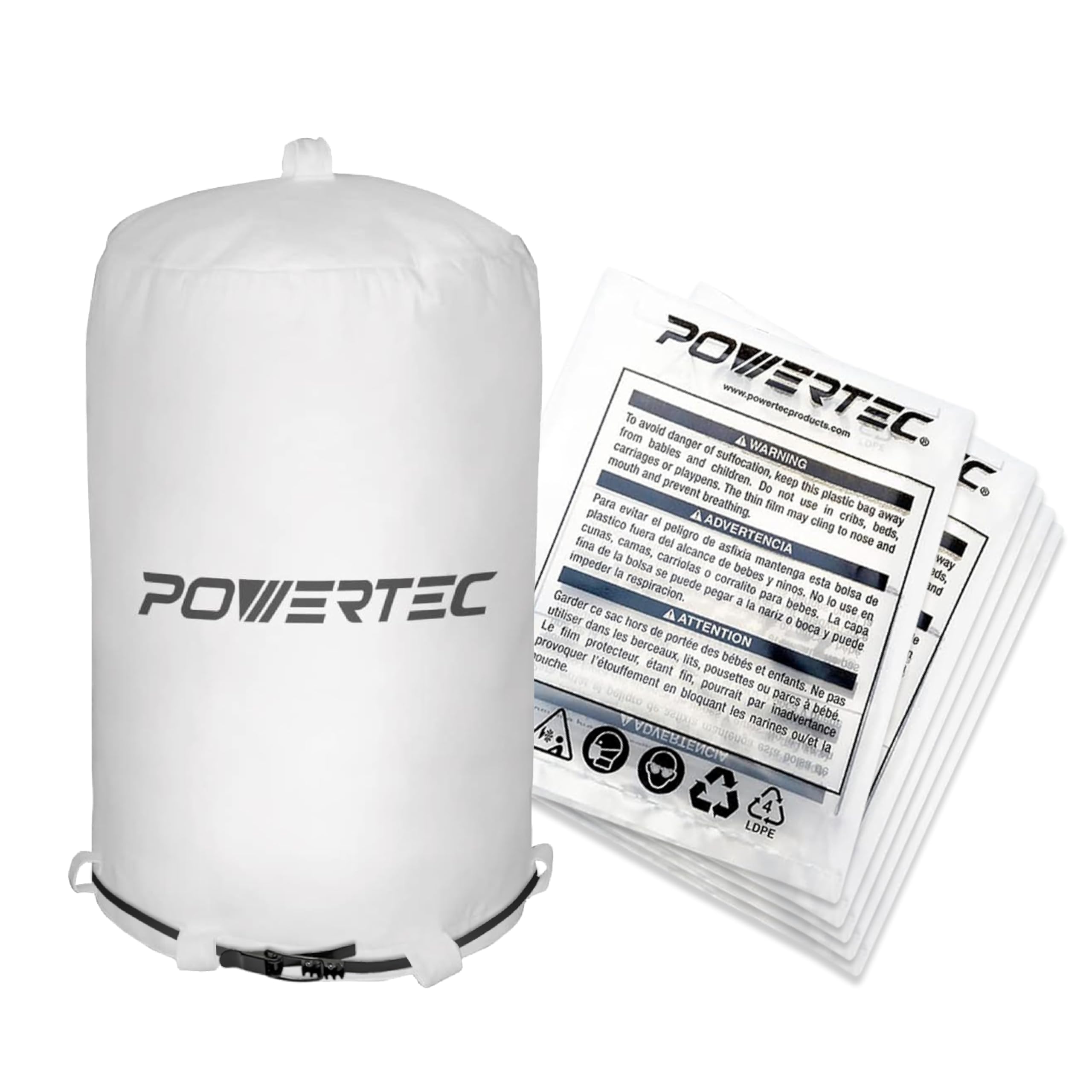 POWERTEC 70426 Dust Collector Bags and Clamp Set | 21