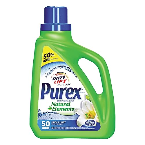 Purex 01120Ct Ultra Natural Elements He - Detergente líquido, lino y lirios, botella de 75 onzas, 6caja