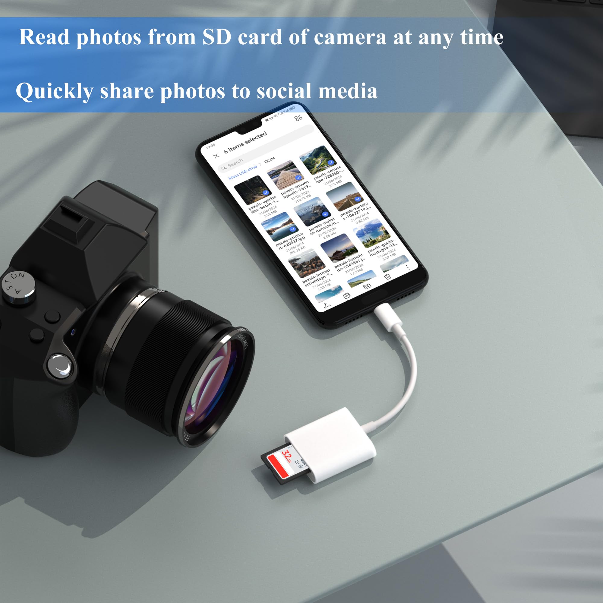 USB C SD Card Reader For IPhone 17/16/15, Android, 3