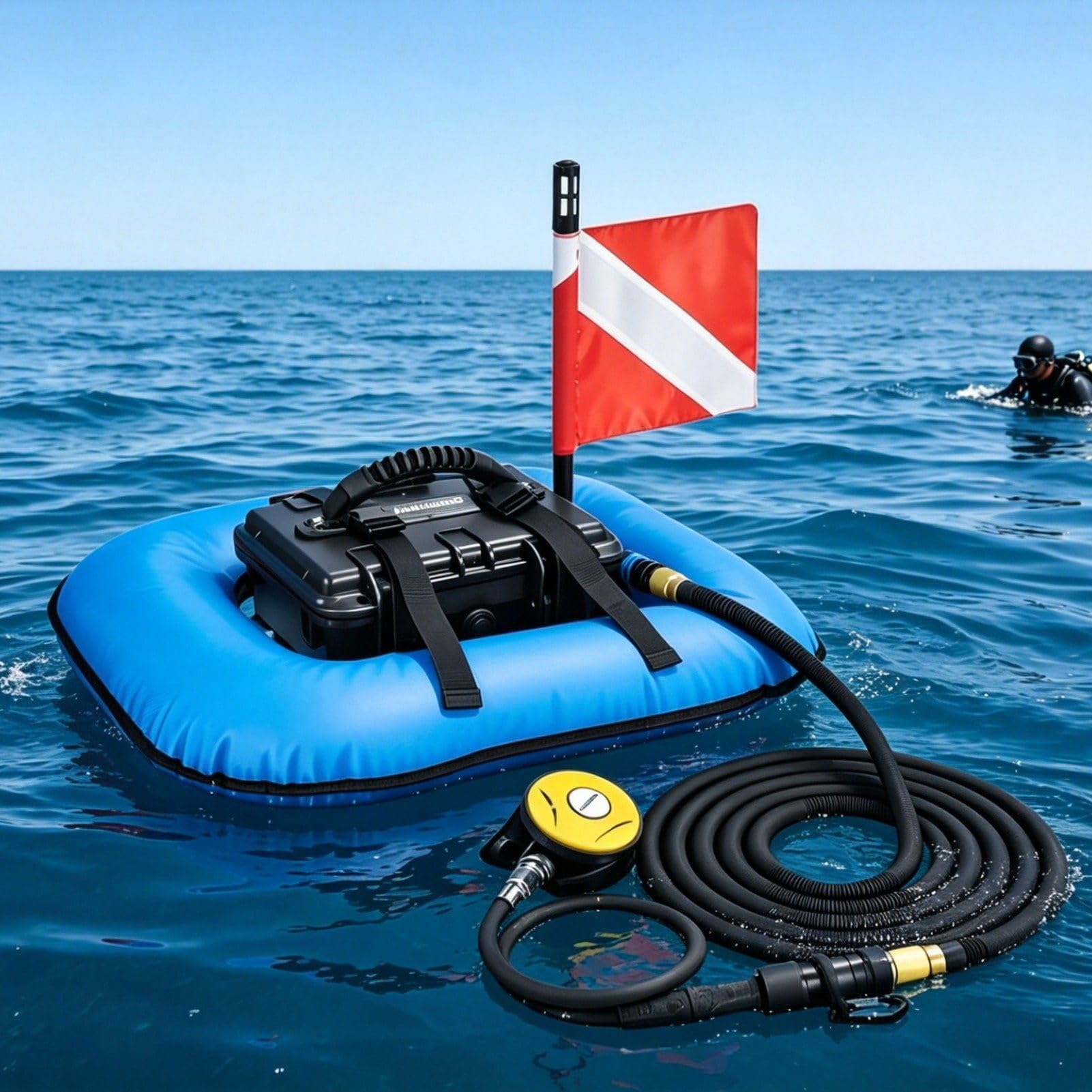 ROGHA Scuba Diving Ventilator, Tankless Diving System, Portable Rechargeable Scuba Diving Tank, Battery Life 60-70min, Diving Equipment Blue-1battery