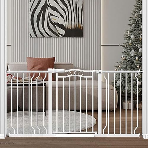 Fairy Baby Puerta de seguridad para perros extra ancha de 53.1 a 62.5 pulgadas, extensiones de puerta de seguridad para perros para escaleras,