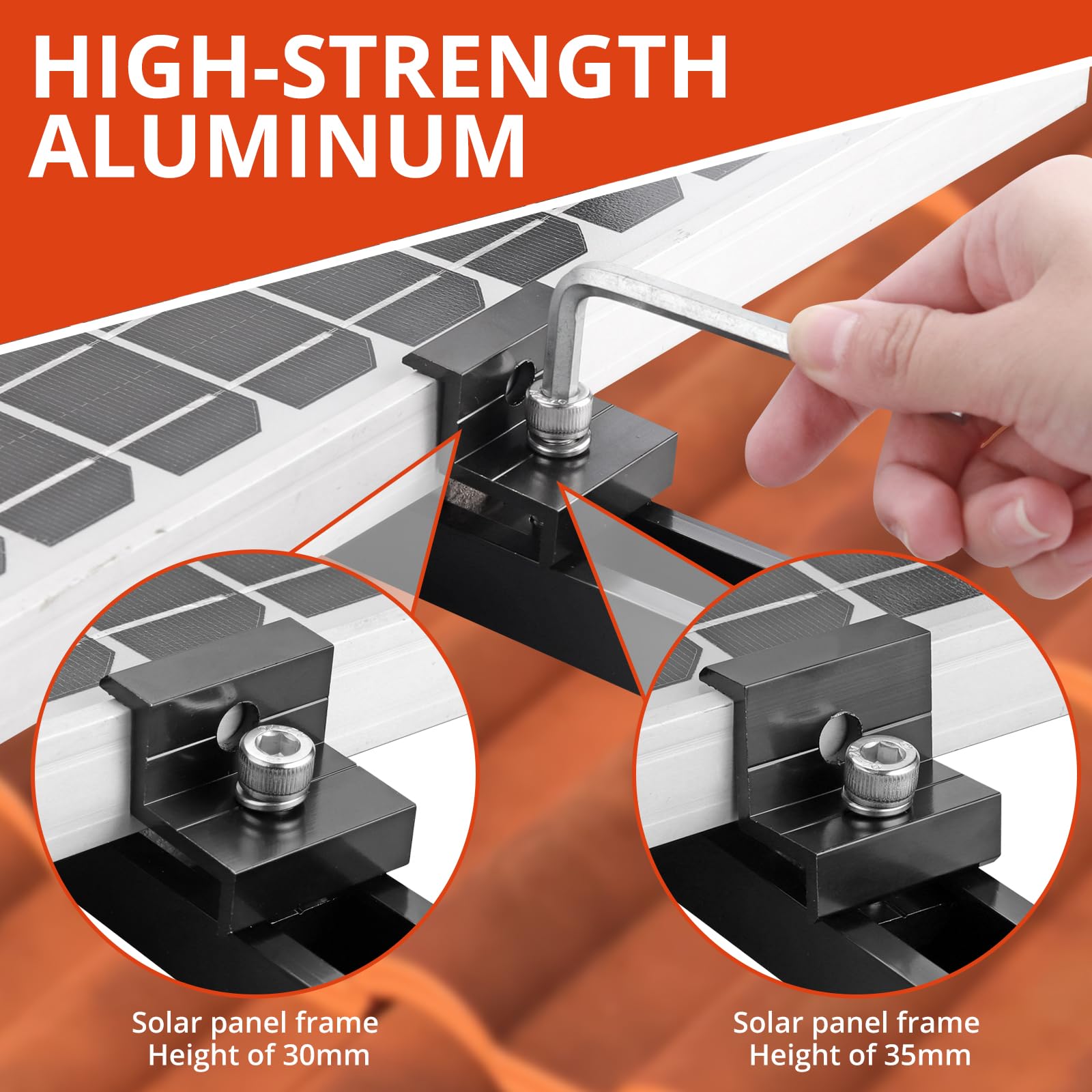 Zonnepaneel Eindklem H40 Aluminium 6060 gat M8 Geanodiseerd