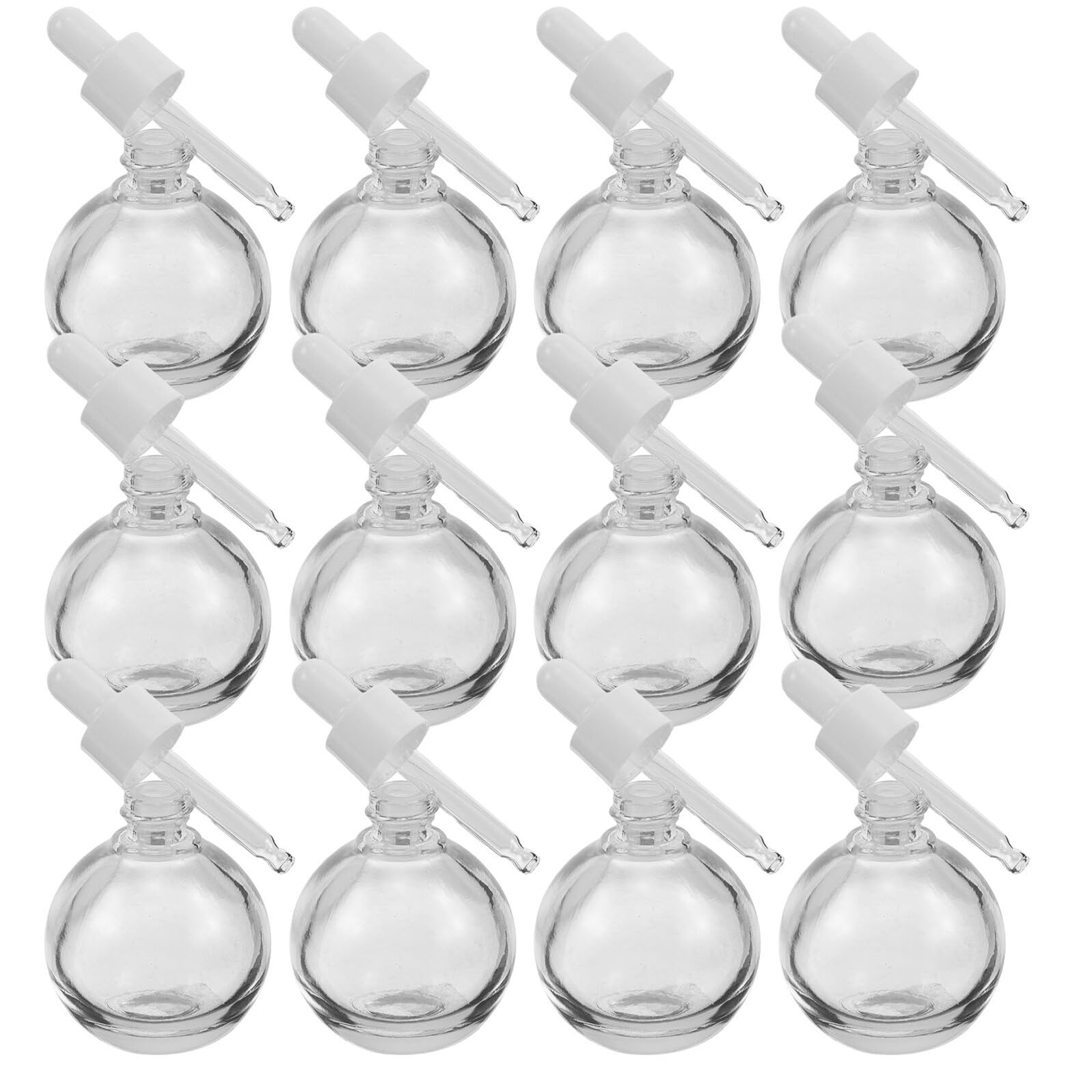 12 Flaconi Contagocce in Vetro 30 Ml Trasparenti con Tappi Antigoccia, Bottiglie da Viaggio per Oli Essenziali e Sieri, Flaconi Campione per Profumi e Cosmetici