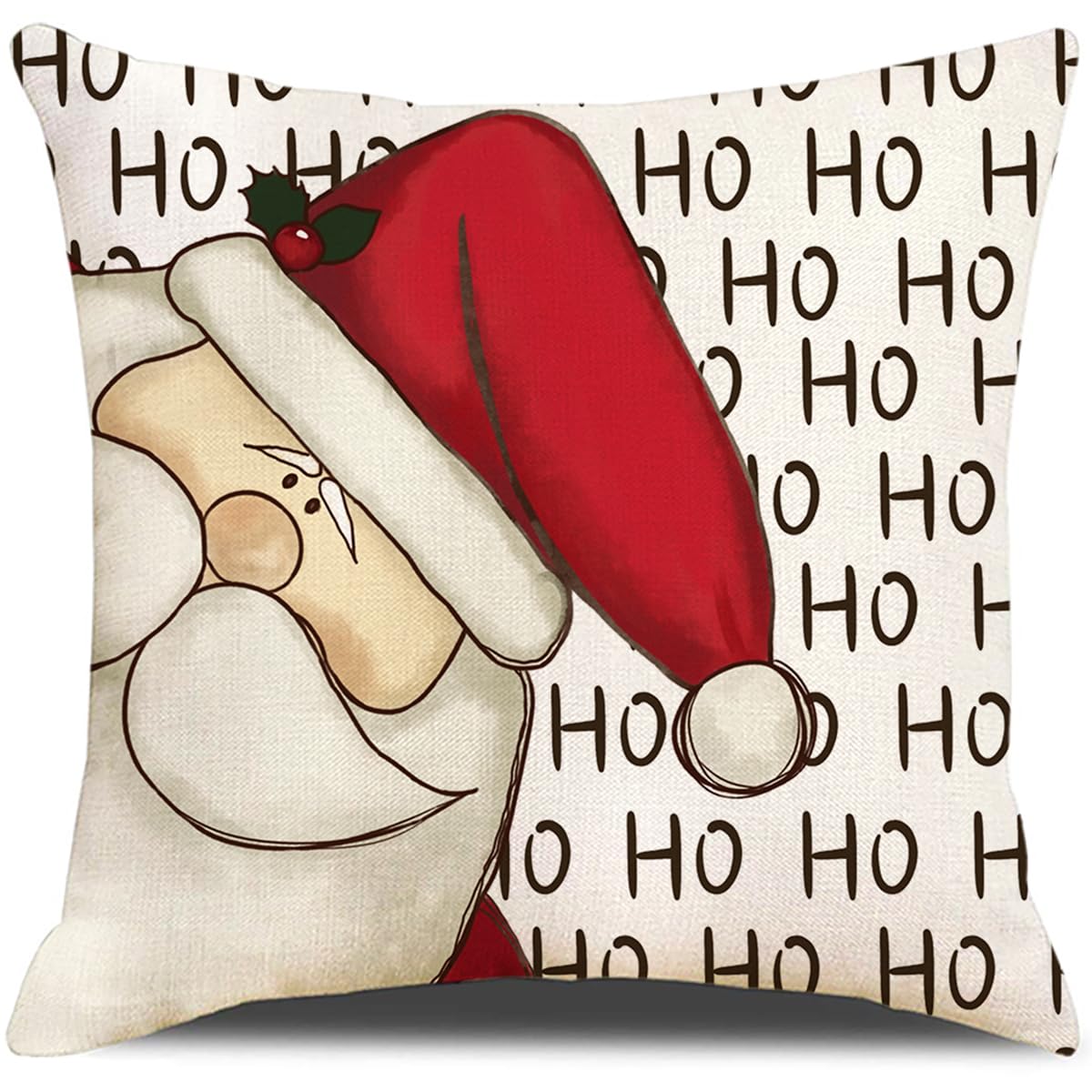 ZHAOMIMI Set di 4 Cuscini Divano cuscini natalizi Alce cappello Cotone Biancheria Decorativo cuscini natale 45x45 cm