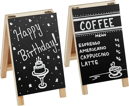 Miniatura 7 de Juvale Mini letreros de caballete de pizarra  Paquete de 2, negro, 4.5 x 7.5 pulgadas, soporte de pizarra de mesa, pantalla de doble cara para boda,