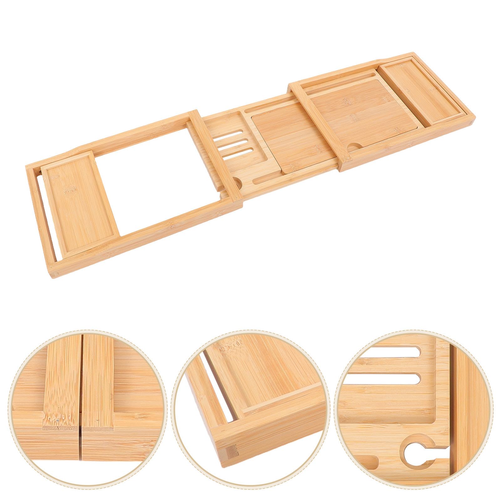Vassoio Vasca da Bagno Regolabile in Metallo, Multiuso, Beige