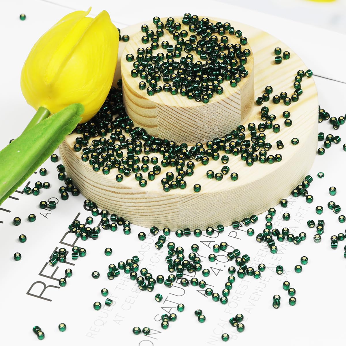 Bulk Seed Beads 110 grams about 3500pcs, 3mm 8/0 Dark Green Glass Craft Beads for Making Earrings Bracelets, Pendants - Image 2