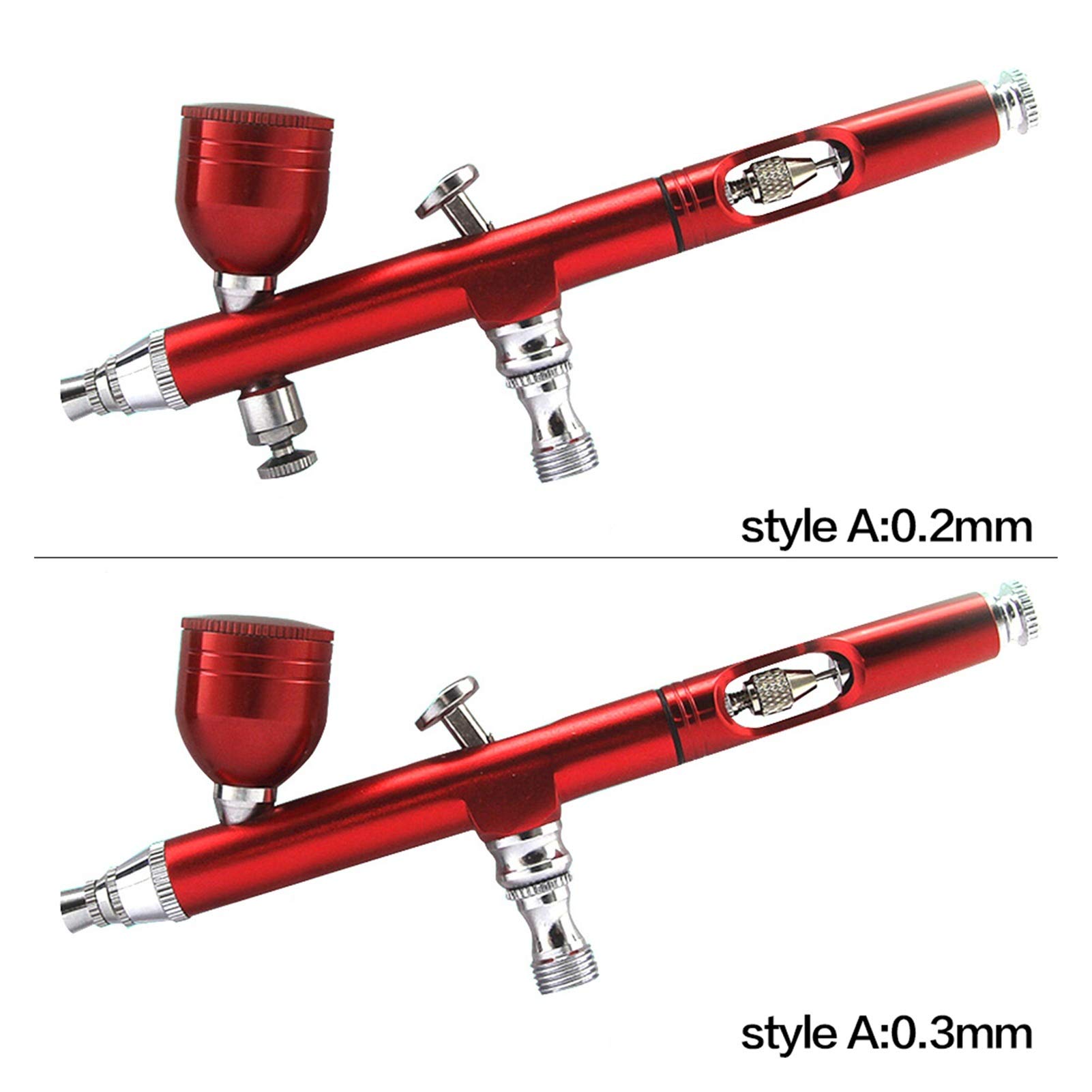 kit de aerógrafo 0.3mm 7cc Feed Dual Acción AirBrush Gravity Gravity Air-Cepillo Airbrush Kit para maquillaje Nail Art Design Craft Tattoo Pastel Decorating aerógrafo (Color : Gold style A)