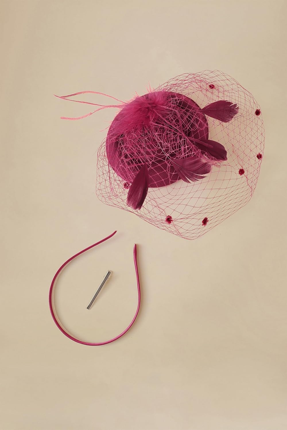 BABEYOND Fascinator Hat Veil Feather Fascinators Hair Clip Tea Party Pillbox Derby Hat Fascinator Bridal Wedding - Image 3