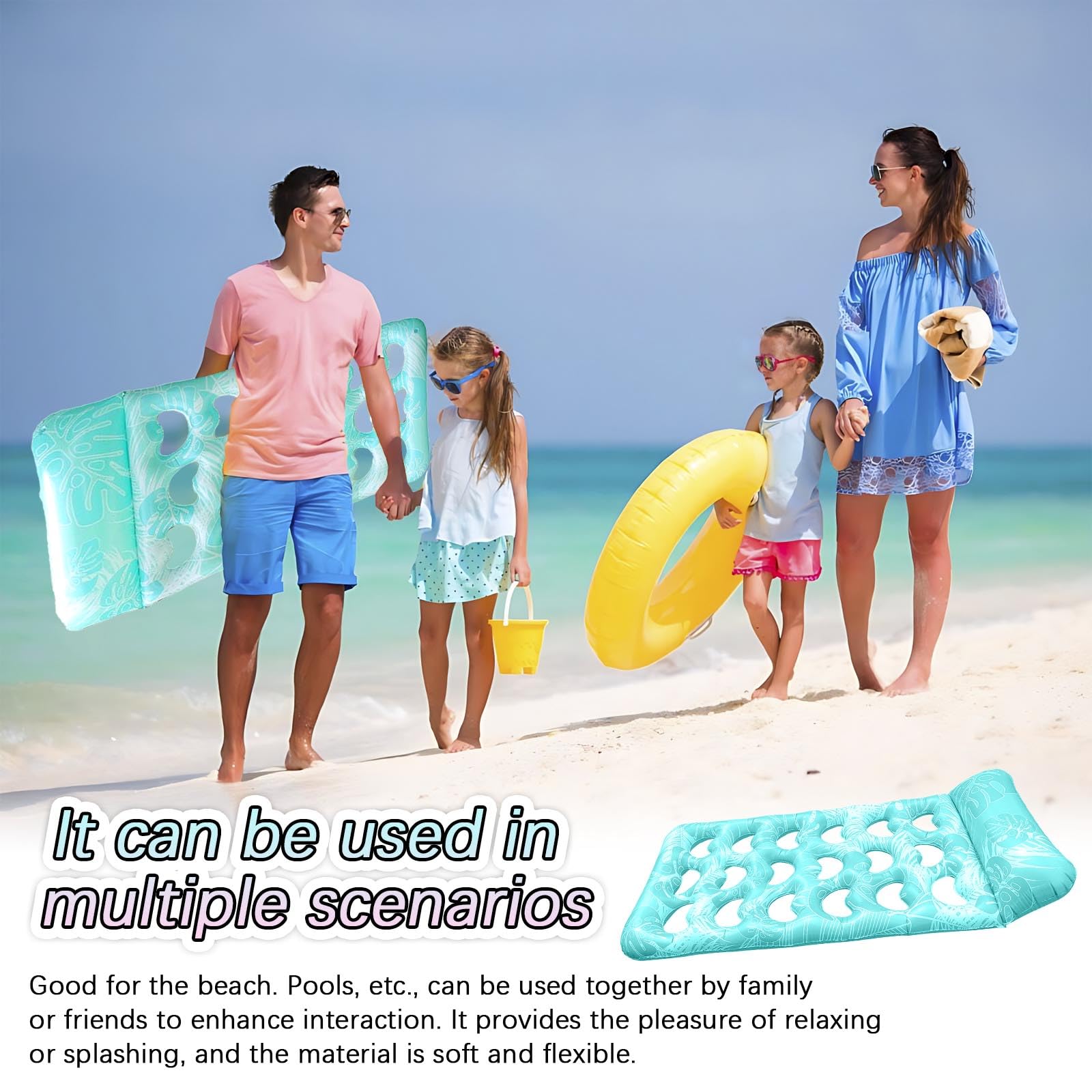 Materasso ad aria per piscina, 170 x 80 cm, materassino da nuoto, giocattolo per feste in acqua, divertimento estivo, per adulti e bambini, blu
