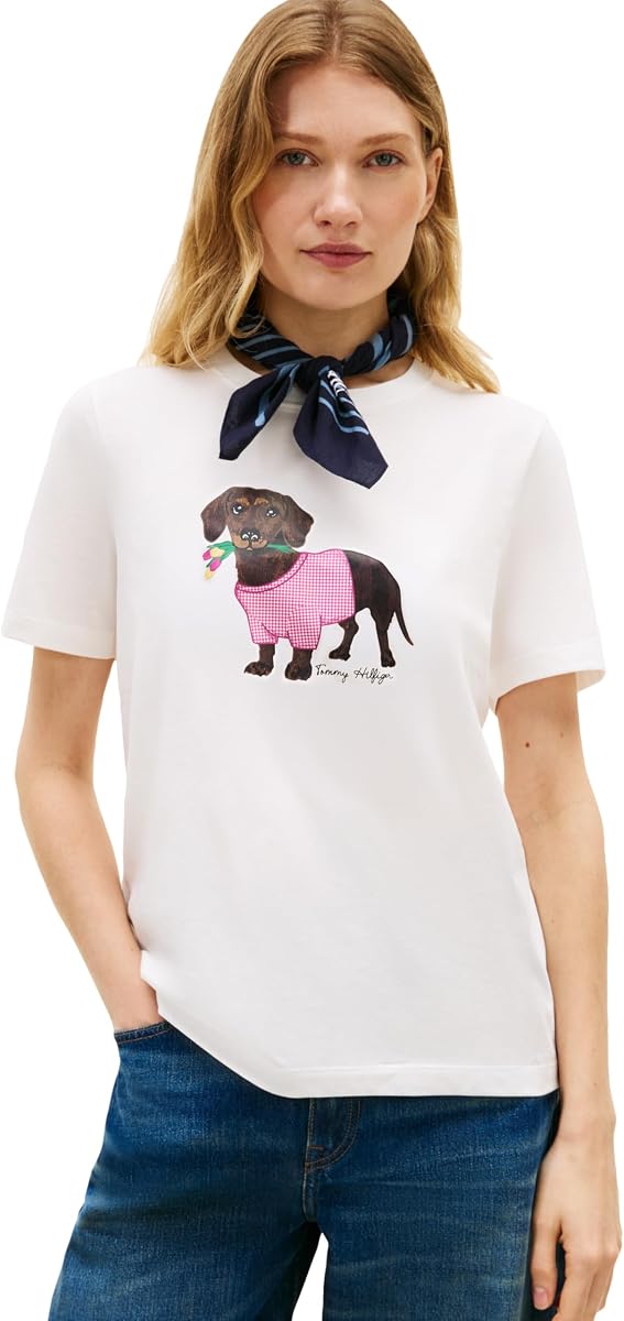 Women's Short Sleeve Cotton Graphic Crew Neck T-Shirts with Printed Dog Graphic Dog Mom Shirt