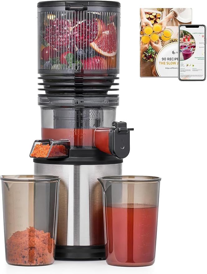 AMZCHEF Cold Press Juicer Machine, 6.5" Chute for Whole Fruits/Veggies
