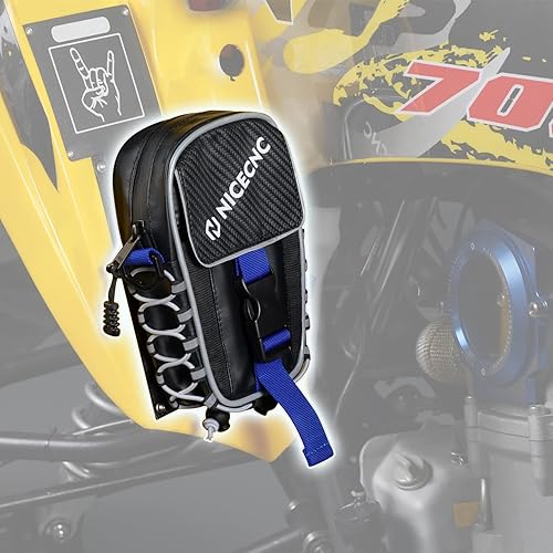 NICECNC Raptor 700 Fender Bag, Dual-use ATV Storage Accessories Gear Tool Bag with Strong Velcro, Reflective Strip, No Drilling, Easy Installation, Compatible with Yamaha Raptor 700, Black